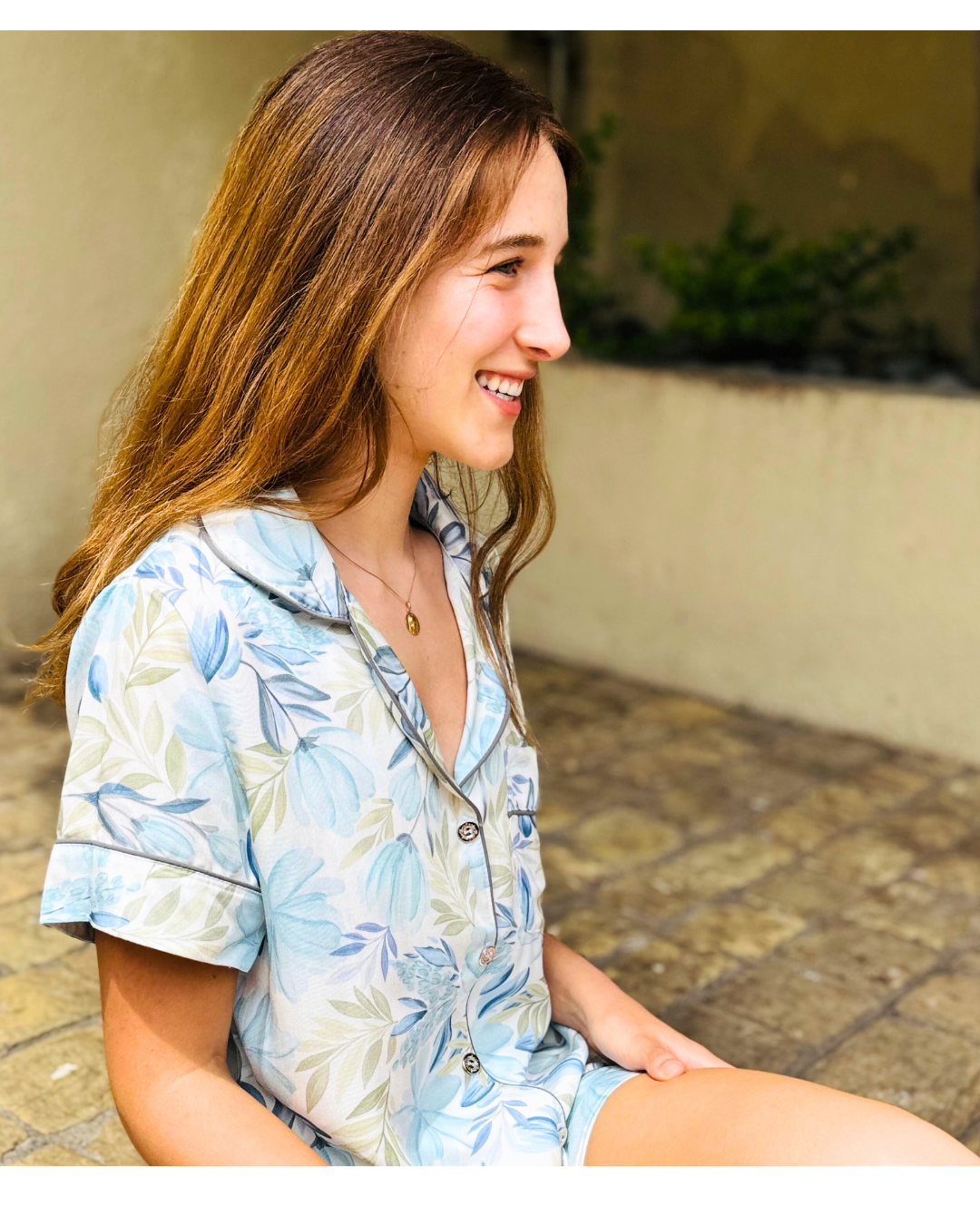 Pijama corto azulado