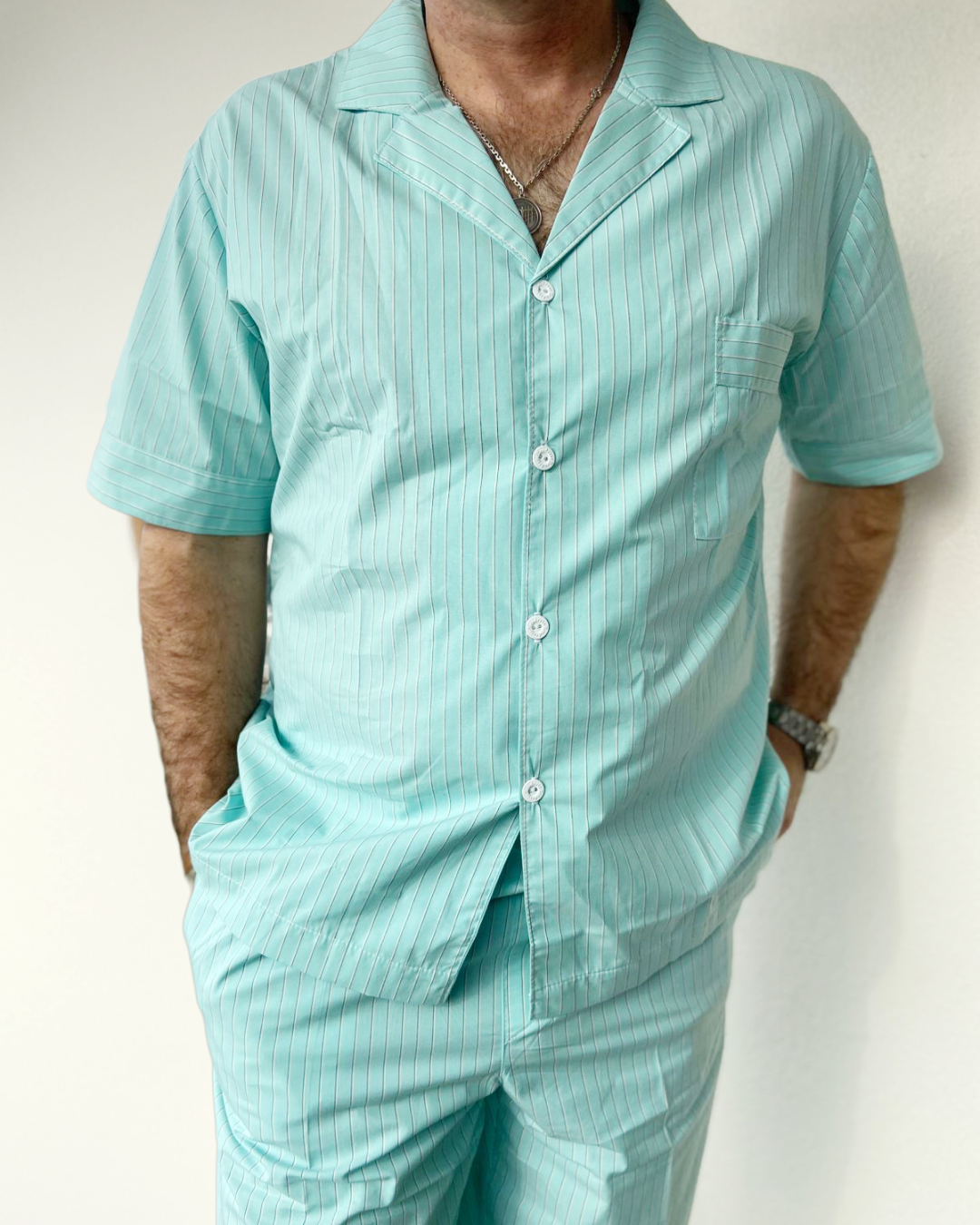 Pijama Caballero Largo Menta