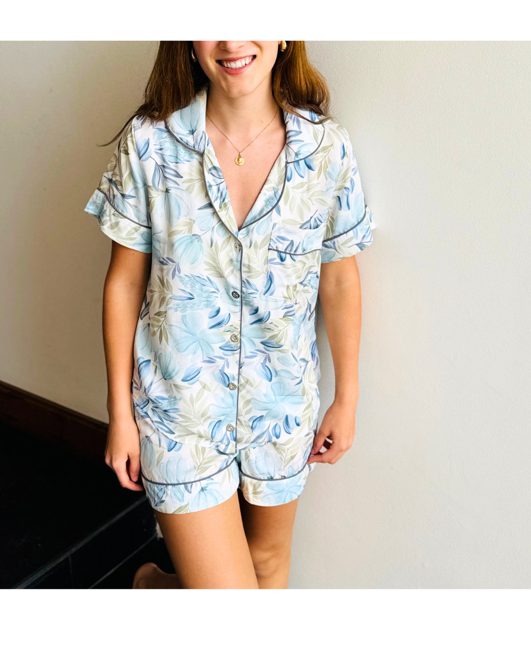 Pijama corto azulado