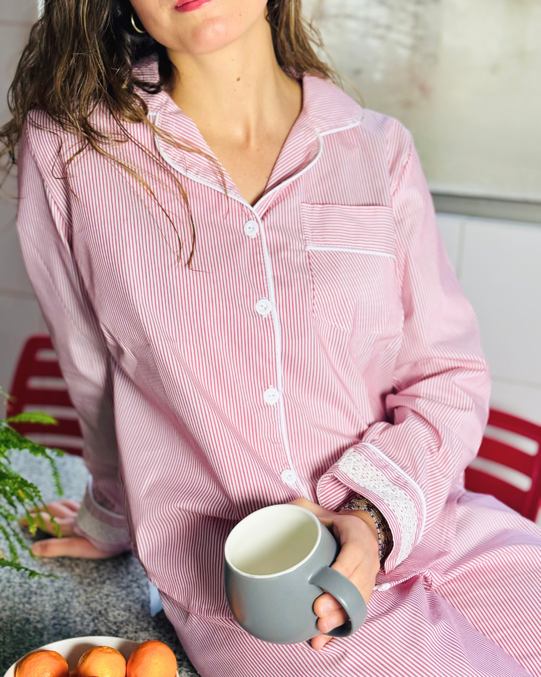 Pijama líneas rojas