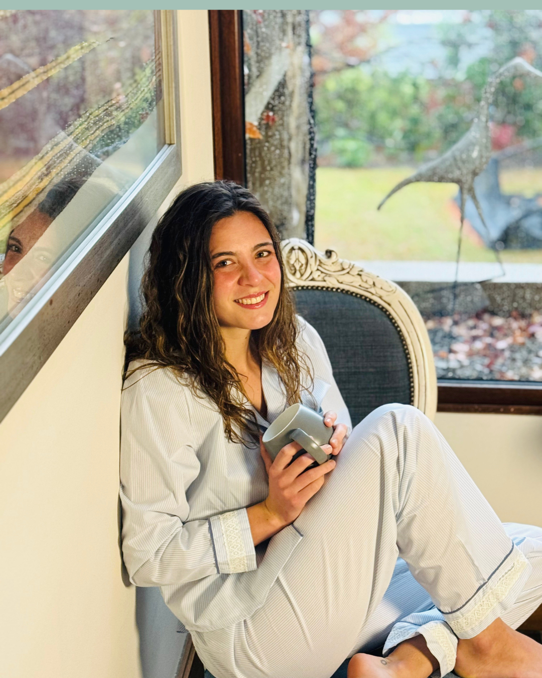 Pijama líneas celeste